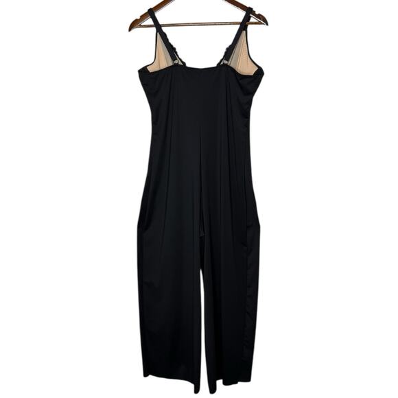 Popilush Shapewear Lace Deep V-Neck Sculpting Wide Leg Jumpsuit - Picture 4 of 6